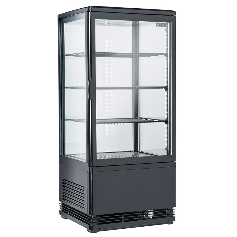 Витрина DIVERSO WR-V4F1-BL, 4 остъклени страни, 4 нива, 80 литра - "Черна" Витрина DIVERSO WR-V4F1-BL, 4 остъклени страни, 4 нива, 80 литра - "Черна"