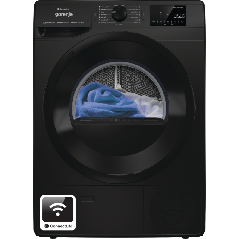 Свободностояща сушилна машина с термопомпа Gorenje DPNE82GNLWIFI/B - 8 кг Свободностояща сушилна машина с термопомпа Gorenje DPNE82GNLWIFI/B - 8 кг