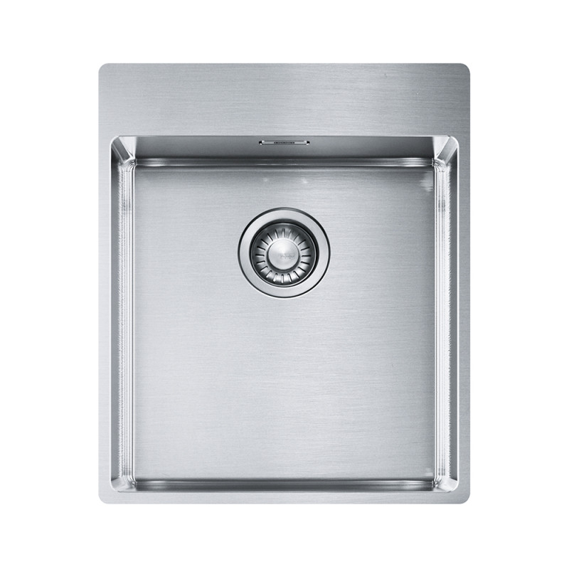 Мивка нс BXX 210-40 430x510mm, without drainer, brushed, with tap ledge, 3 1/2", with waste kit, hidden overflow, with 2 tap holes, box Мивка нс BXX 210-40 430x510mm, without drainer, brushed, with tap ledge, 3 1/2", with waste kit, hidden overflow, with 2 tap holes, box