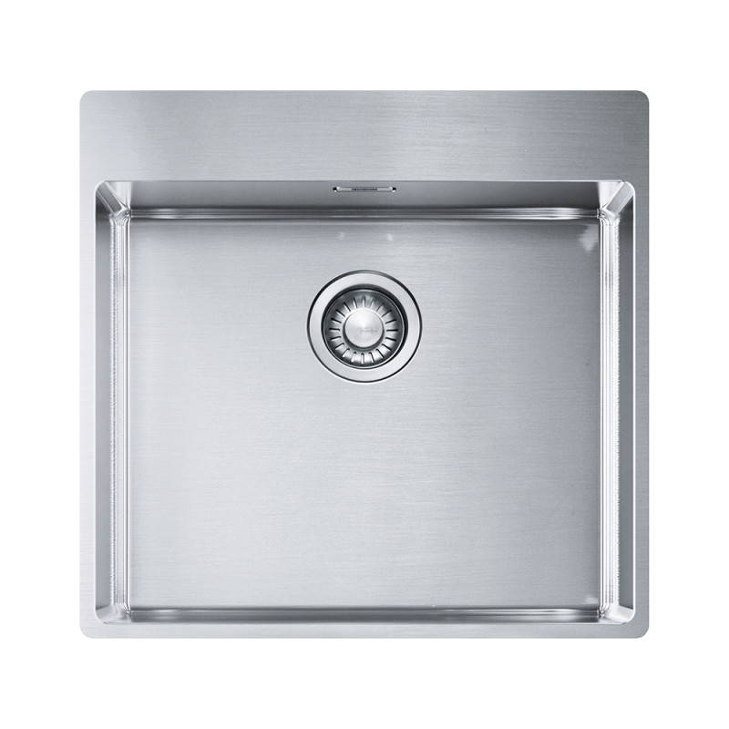 Мивка нс BXX 210-50 530x510mm, without drainer, brushed, with tap ledge, 3 1/2", with waste kit, hidden overflow, with 2 tap holes, box Мивка нс BXX 210-50 530x510mm, without drainer, brushed, with tap ledge, 3 1/2", with waste kit, hidden overflow, with 2 tap holes, box