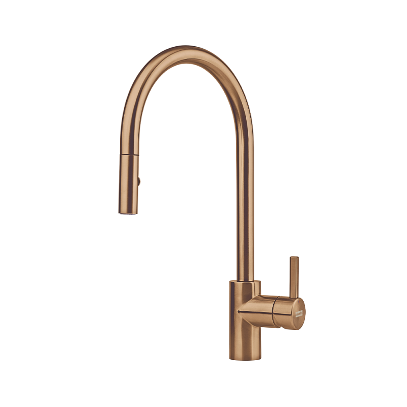 Смесител Eos Neo Pull, PVD, down spray, side lever, high pressure, stainless steel, copper Смесител Eos Neo Pull, PVD, down spray, side lever, high pressure, stainless steel, copper