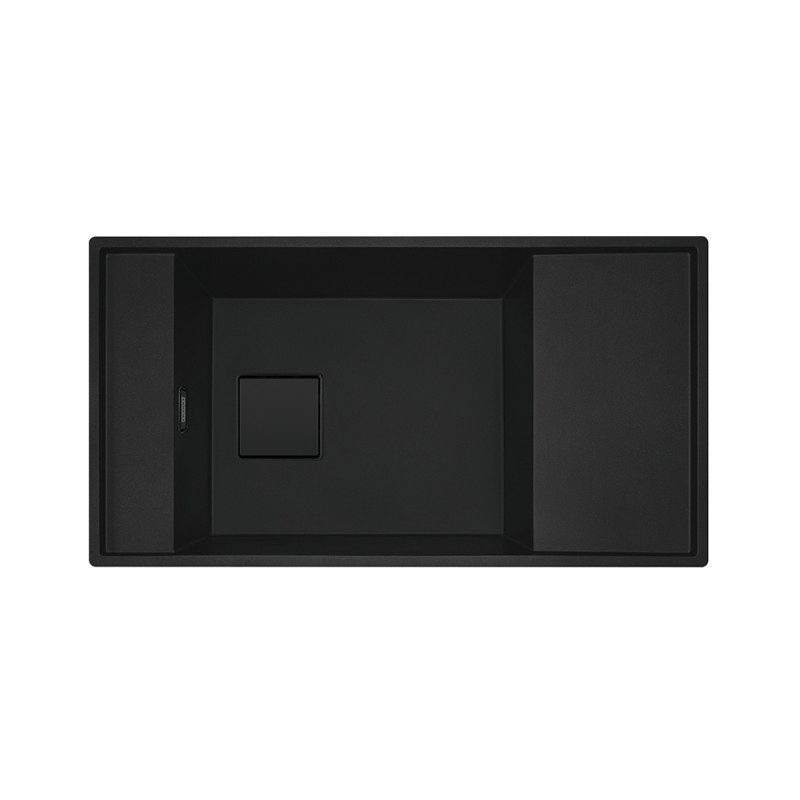 Гранитна мивка Fresno 111-86, 860×458 mm, 3 1/2, with waste kit, reversible, black matt Гранитна мивка Fresno 111-86, 860×458 mm, 3 1/2, with waste kit, reversible, black matt